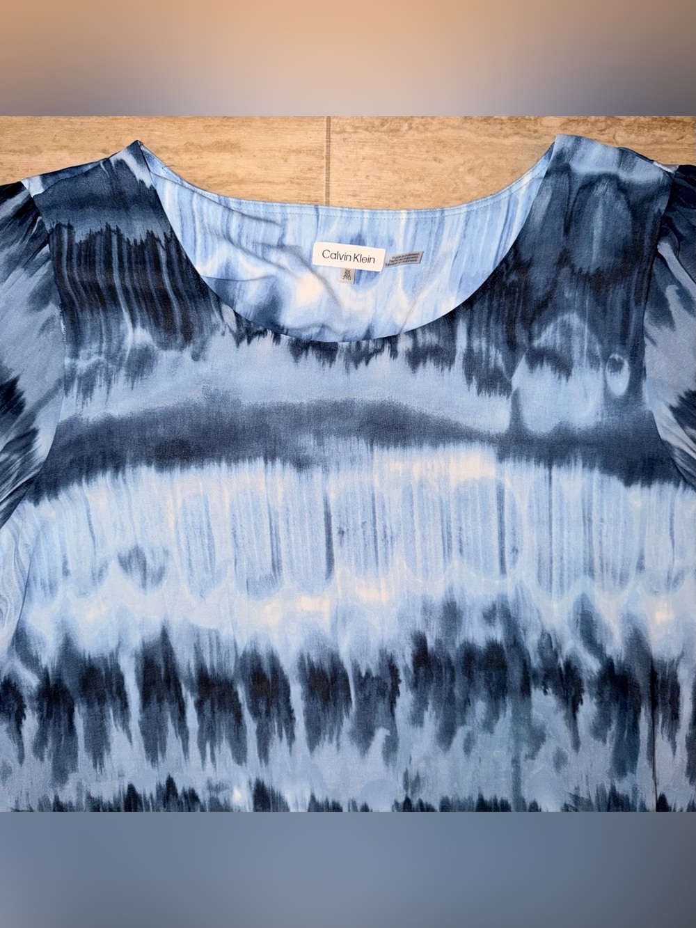 Calvin Klein Women's Everyday Crew Neck Printed Chiffon Sleeve Blouse Size 2X - Picture 8 of 16